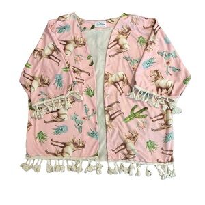 Charming Kids Horse Print Duster with Tassels